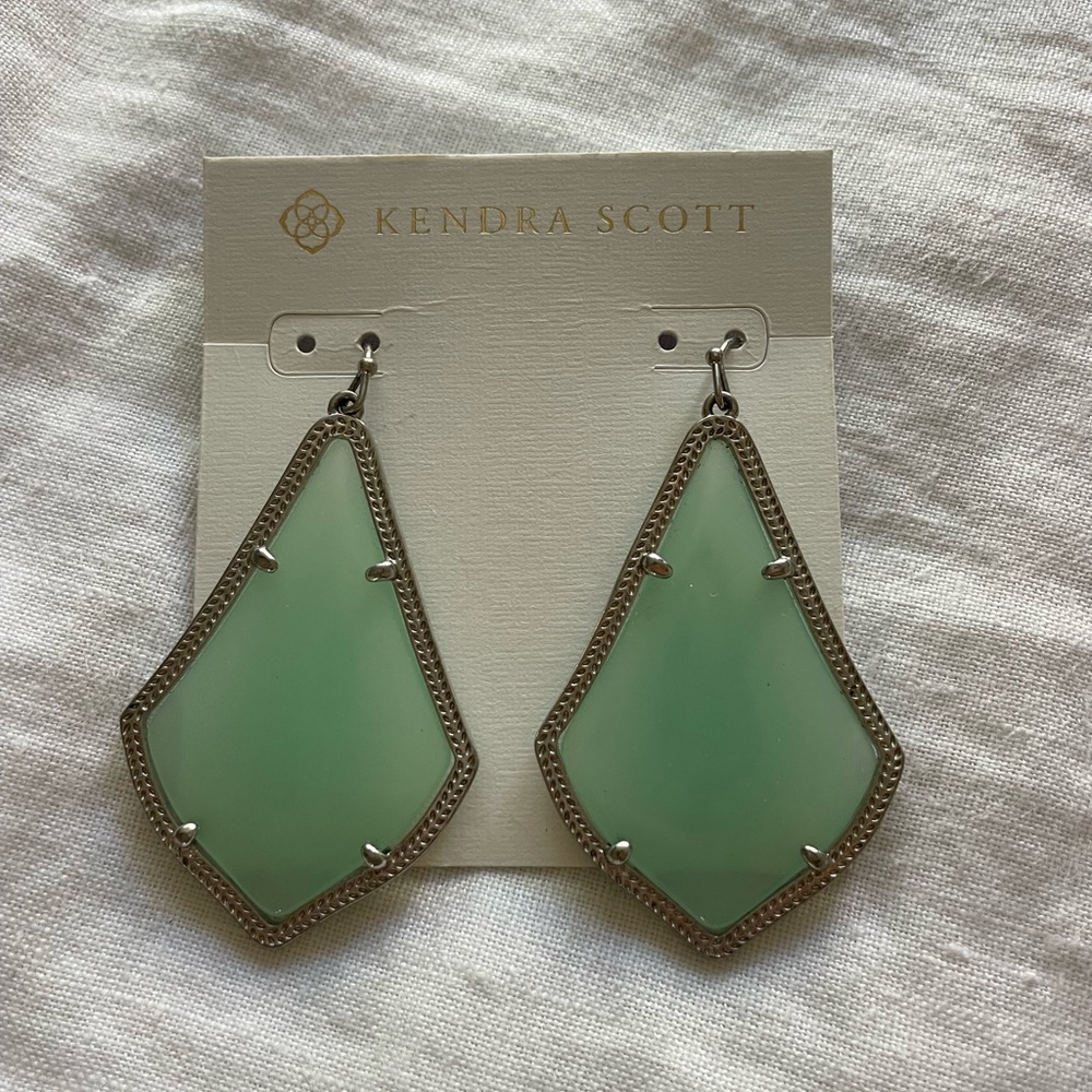 Kendra Scott Alex Silver Drop Earrings - in Teal/ Mint